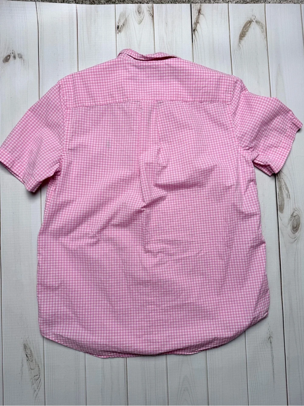 Ralph Lauren Pink Gingham Short-Sleeve Button-Down Shirt with Navy Pony